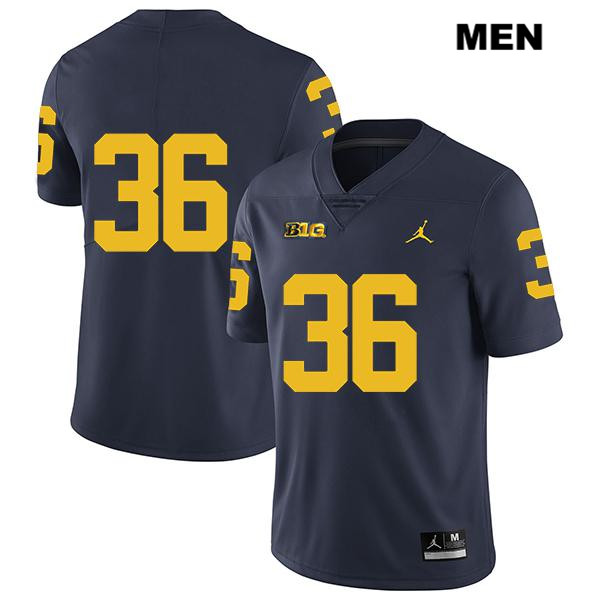 Men's NCAA Michigan Wolverines Ramsey Baty #36 No Name Navy Jordan Brand Authentic Stitched Legend Football College Jersey LE25F35QV